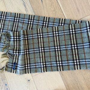 Burberry Checkered Scarf in Olive and Brown